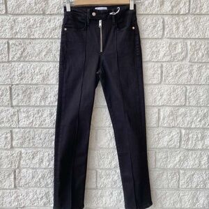 Frame Denim: Le Super High Straight Exposed Zip Jean in Film Noir - size 27